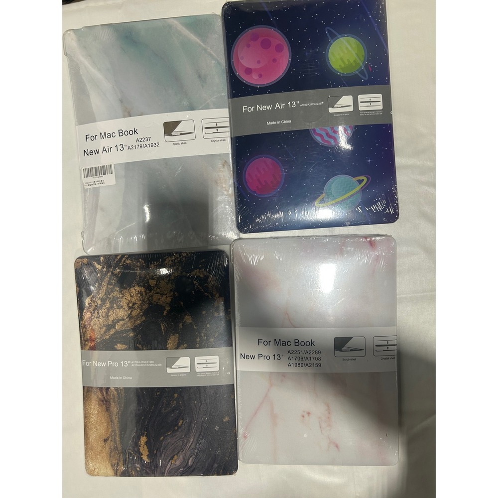 Lot‎ of 4 MacBook Air & Pro 13 inch Cases Marble Space Galaxy A2338 A2289 A2179